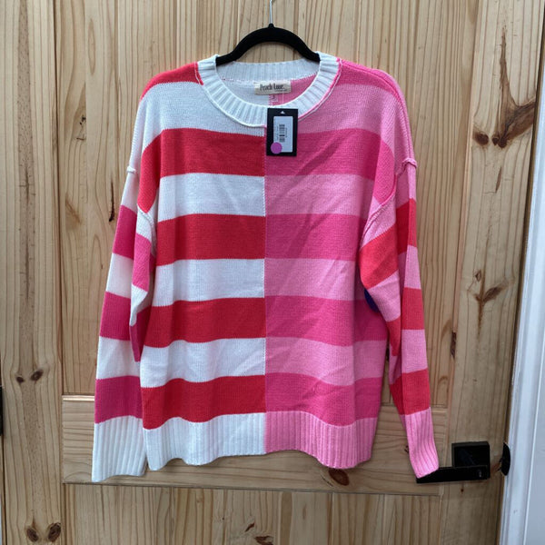 WOMENS PINK COLOR BLOCK SWEATER S NWT