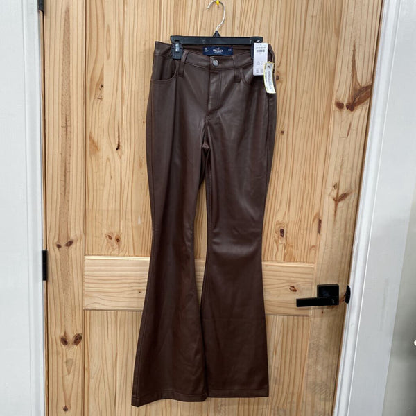 WOMENS HOLLISTER FAUX LEATHER BRWN PANTS 1R NWT