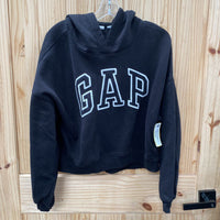 WOMENS GAP CROP TOP HOODIE BLK/WHITE S