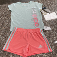 GIRLS ADIDAS 2PC SET LT MINT/CORAL 3T NWT