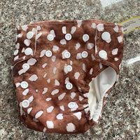 TEXAS TUSHIES CLOTH DIAPER W/INSERT BROWN/IVORY