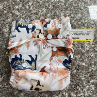 BOYS SWEET CHEEKS CLOTH DIAPER W/INSERT SKELTON HEAD/BUFFALO/BIRD