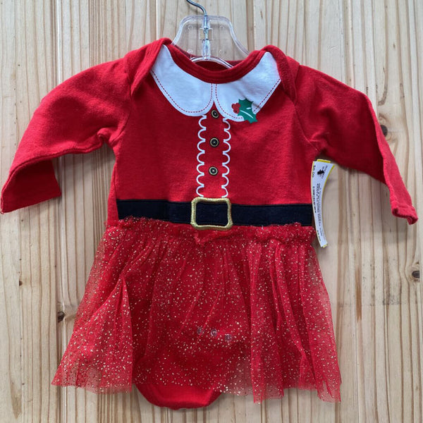 GIRLS BLOOMIN BABY SANTA CLAUSE DRESS 3/6M