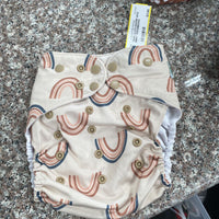 TAUPE CLOTH DIAPER W/O INSERT W/RAINBOWS