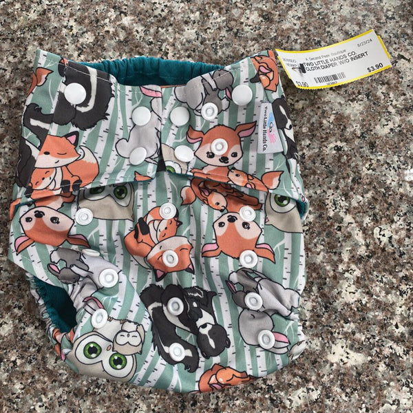 TWO LITTLE HANDS CO. CLOTH DIAPER W/O INSERT W/ANIMALS