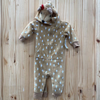 GIRLS REINDEER SLEEPER LT BROWN ROMPER 6/9M