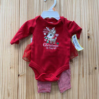 GIRLS 2PC SET OH DEER CHRISTMAS IS HERE NEWBORN