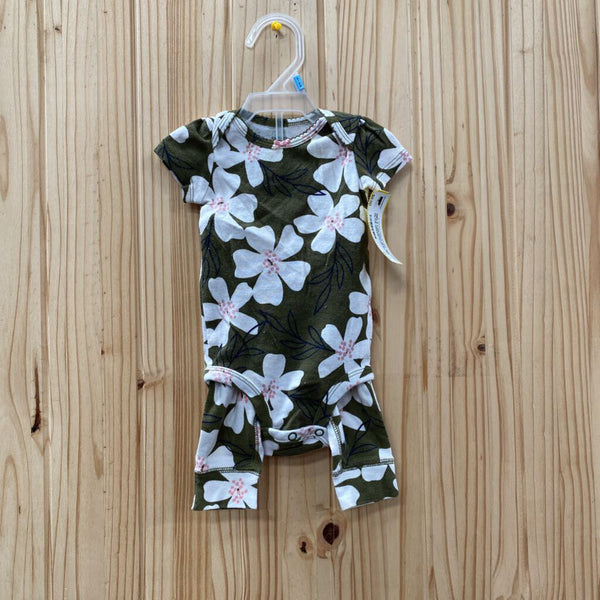 GIRLS CARTERS 2PC SET OLIVE GREEN FLORAL 6M