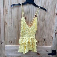 WOMENS C&V YELLOW LACEY TOP NWT