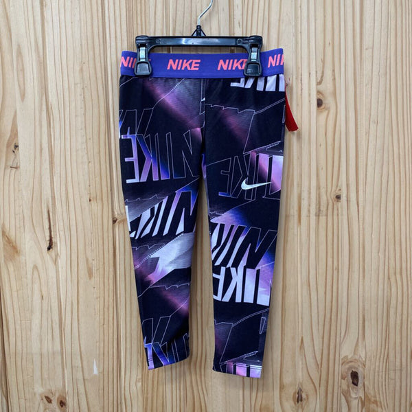 GIRLS NIKE LEGGINGS VIOLET/BRIGHT ORANGE/BLK XS 4