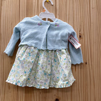 GIRLS GEORGE SKY BLUE FLORAL DRESS NEWBORN