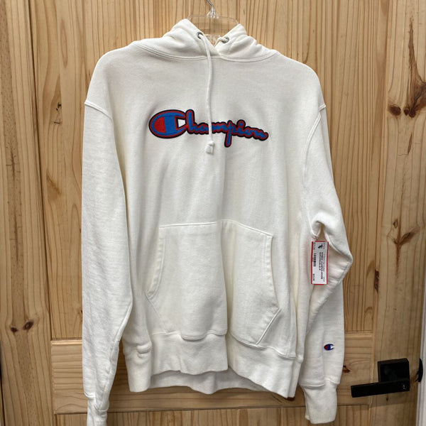 WOMENS CHAMPION HOODIE WHITE/RED/BLUE M