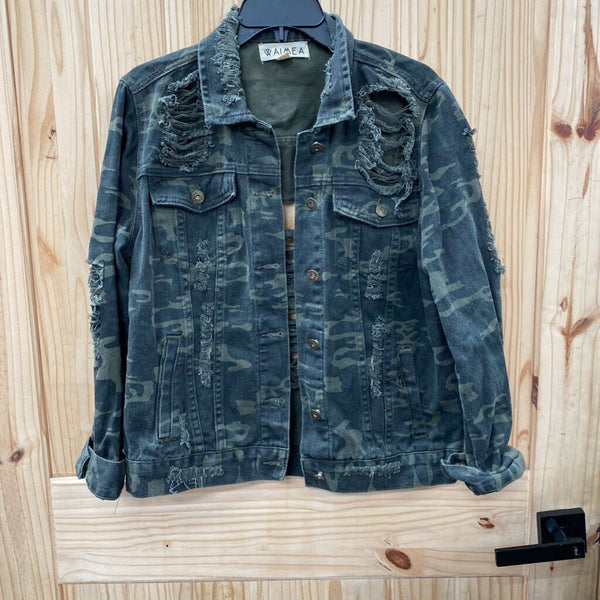 WOMENS WAIMEA DK GREEN CAMO DENIM JACKET DIST. M