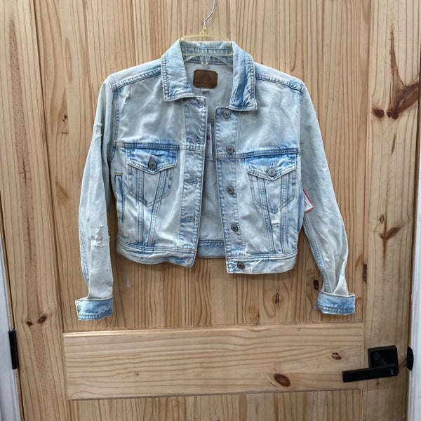 WOMENS AMERICAN EAGLE LT DENIM DIST. JEAN JACKET XS NWT