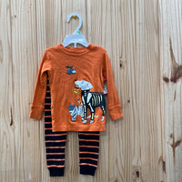 BOYS CARTERS 2PC SET ORANGE/BLK W/DOG 18M