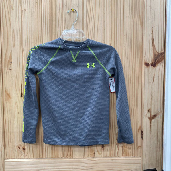 BOYS UNDER ARMOUR LS SHIRT GREY/NEON YELLOW YSM 8