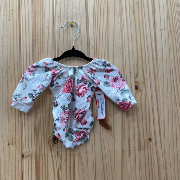 GIRLS BAILEY'S BLOSSOMS FLORAL LS ONESIE 0/3M