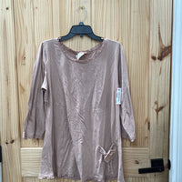 WOMENS PAPER LACER TAUPE LS CASUAL TOP S NWT