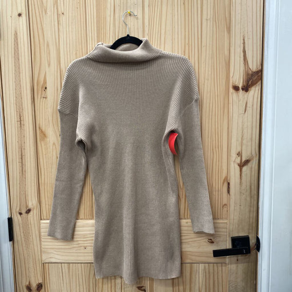 WOMENS TAUPE SWEATER DRESS S