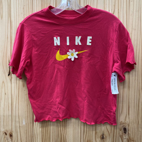 WOMENS NIKE CROP TOP SHIRT DK PINK W/FLOWER S