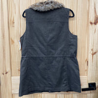 WOMENS J.JILL DK BROWN VEST W/FUR M