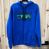 MENS UNDER ARMOUR HOODIE ROYAL BLUE/BLK/LIME M