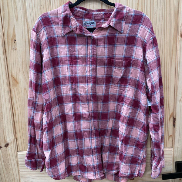 WOMENS WRANGLER LS PLAID BUTTON UP SHIRT XL