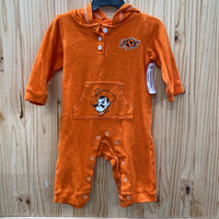 BOYS OSU ORANGE/BLK ROMPER W/HOOD 18/24M