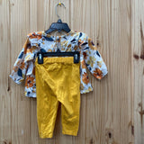 GIRLS 2PC SET YELLOW FLORAL 6/9M