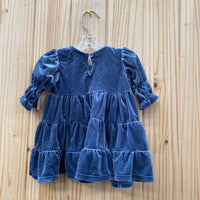 GIRLS BONNIE BABY BLUE VELOUR DRESS 6/9M