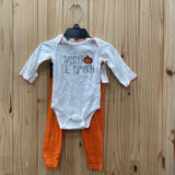 GIRLS DADDY'S LITTLE PUMPKIN 2PC SET ORANGE/WHITE 6/9M