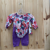 GIRLS 3PC SET PURPLE FLORAL 90 12M