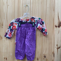 GIRLS 3PC SET PURPLE FLORAL 90 12M