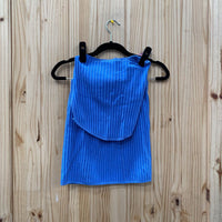 WOMENS BLUE RIBBED 2PC SET XS