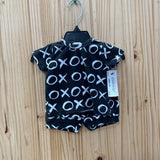 LITTLE ONE SHOP 2PC SET BLK/WHITE XOXO 0/3M