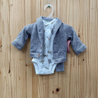 BOYS CARTERS 3PC SET GREY/WHITE NEWBORN