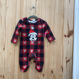 BOYS MICKEY MOUSE ROMPER RED/BLK 3/6M NWT