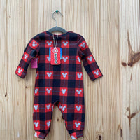 BOYS MICKEY MOUSE ROMPER RED/BLK 3/6M NWT