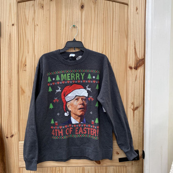 WOMENS MEERY 4TH OF EASTER GREY SWEATER W/BIDEN L