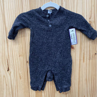 BOYS OLD NAVY LS SLEEPER CHARCOAL GREY 0/3M