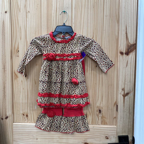 GIRLS RED/LEOPARD 2PC SET 4/5T