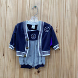 BOYS NAVY BLUE/WHITE 2PC SET 3/6M