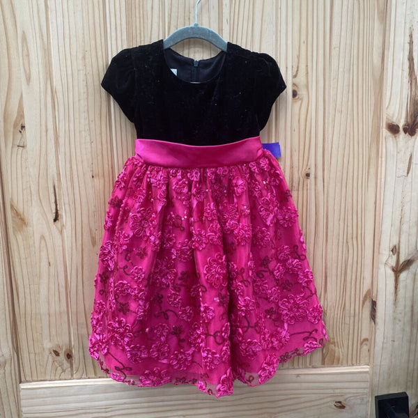 GIRLS AMERICAN PRINCESS PINK/BLK CASUAL DRESS 3T