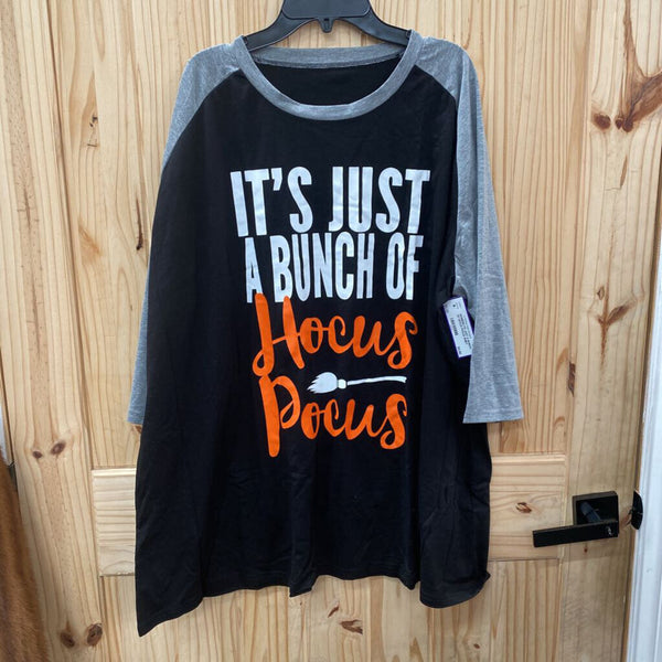 WOMENS ITS JUST A BUNCH OF HOCUS POCUS SHIRT ORANGE/BLK/GREY 4XL