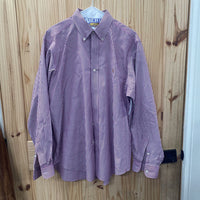 MENS RALPH LAUREN LS BUTTON UP SHIRT PLUM/WHITE STRIPE L