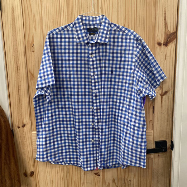 MENS POLO RALPH LAUREN BLUE/WHITE CHECKERED SHIRT XXL