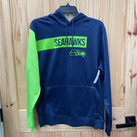 MENS NIKE SEAHAWKS NAVY BLUE/LIME GREEN HOODIE S