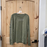 MENS AMERICAN EAGLE LS OLIVE/WHITE SHIRT L