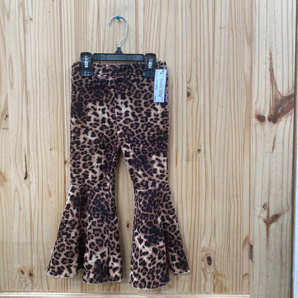 GIRLS BAILEY'S BLOSSOM LEOPARD BELL BOTTOM PANTS 3T NWT