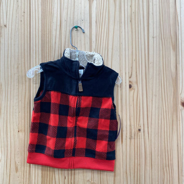 BOYS CARTERS RED/BLK SL VEST 24M